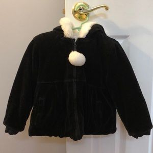 Black velour coat with hood